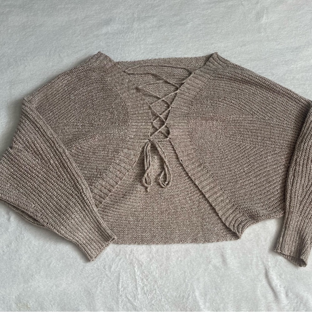 Oversized Sweater with Lace Up Back